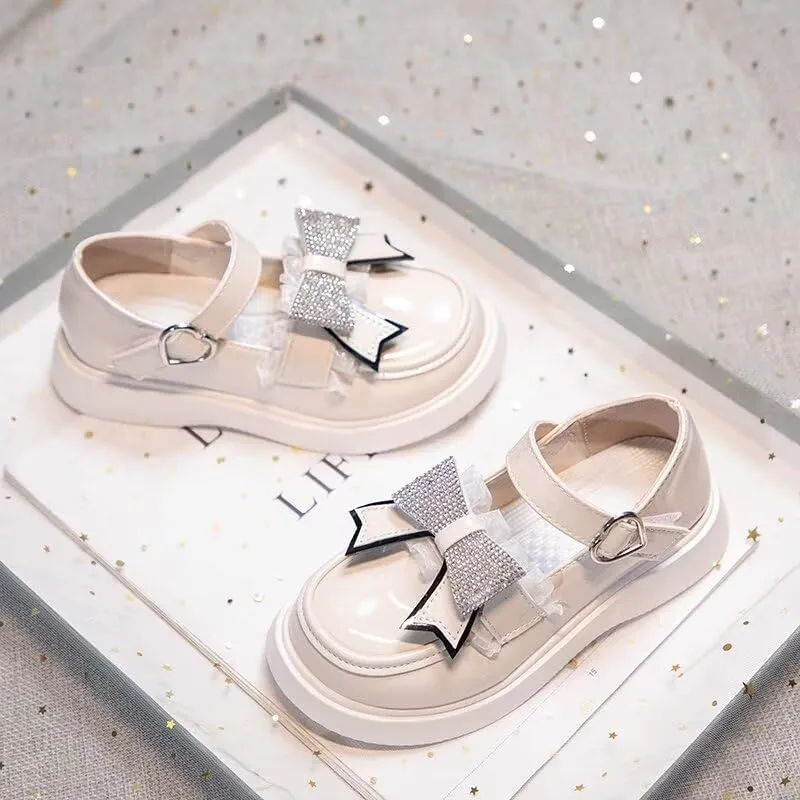 Girls Dress Shoes Wedding Party Heel Mary Jane Princess Bow Shoes