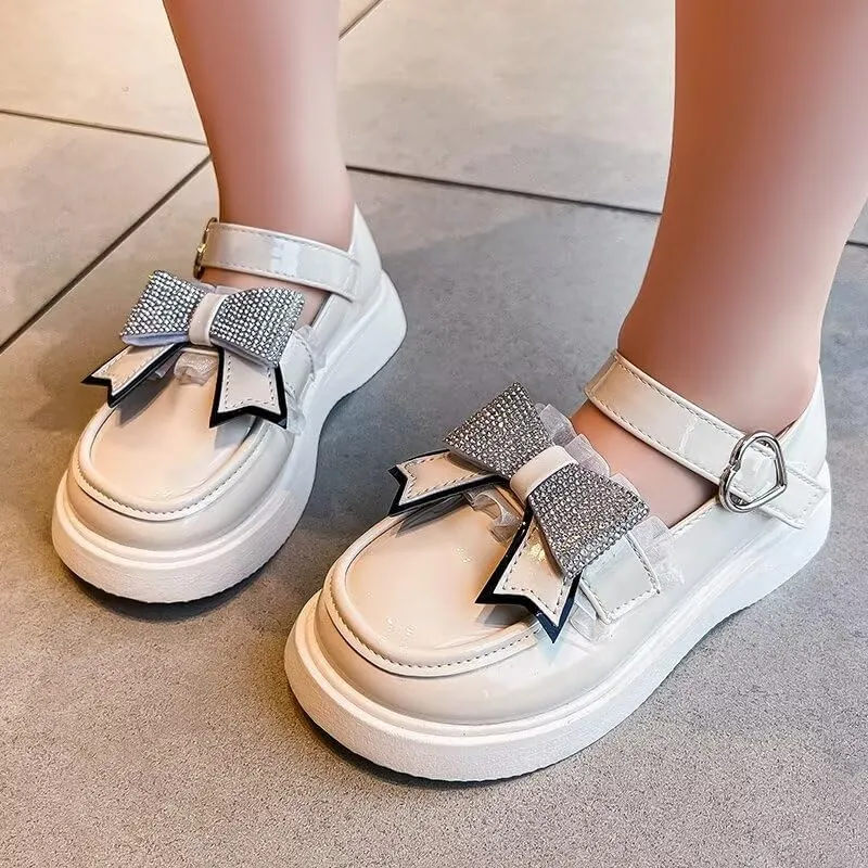 Girls Dress Shoes Wedding Party Heel Mary Jane Princess Bow Shoes