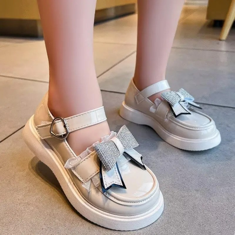 Girls Dress Shoes Wedding Party Heel Mary Jane Princess Bow Shoes