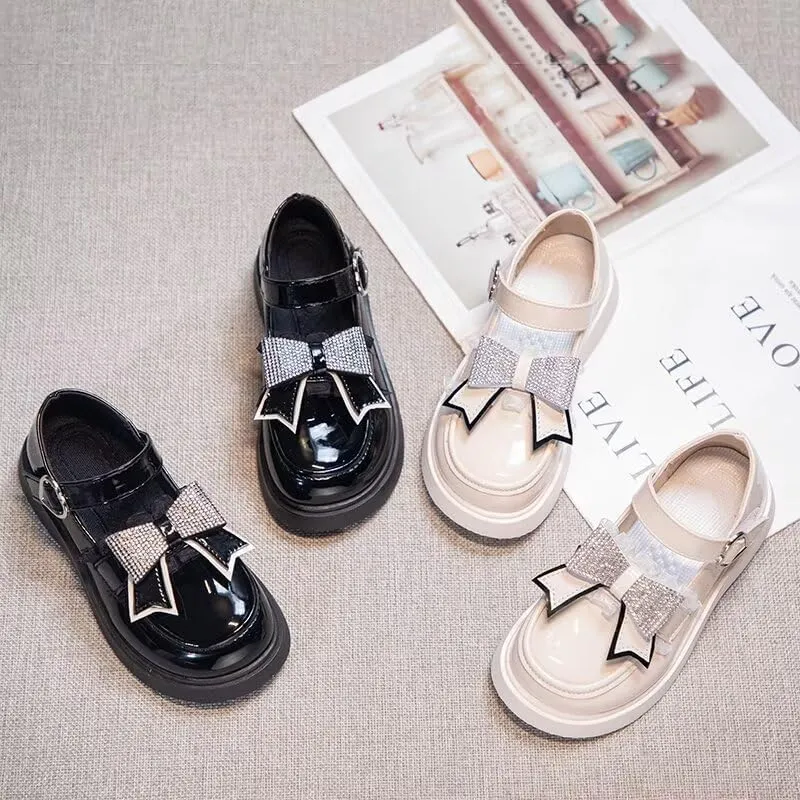 Girls Dress Shoes Wedding Party Heel Mary Jane Princess Bow Shoes