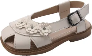 Girls Flower Hollow Beach Shoes 2025 Stylish Kids Lightweight Soft Sole Slip On Buckle Girls Slippers Toddler Shoes