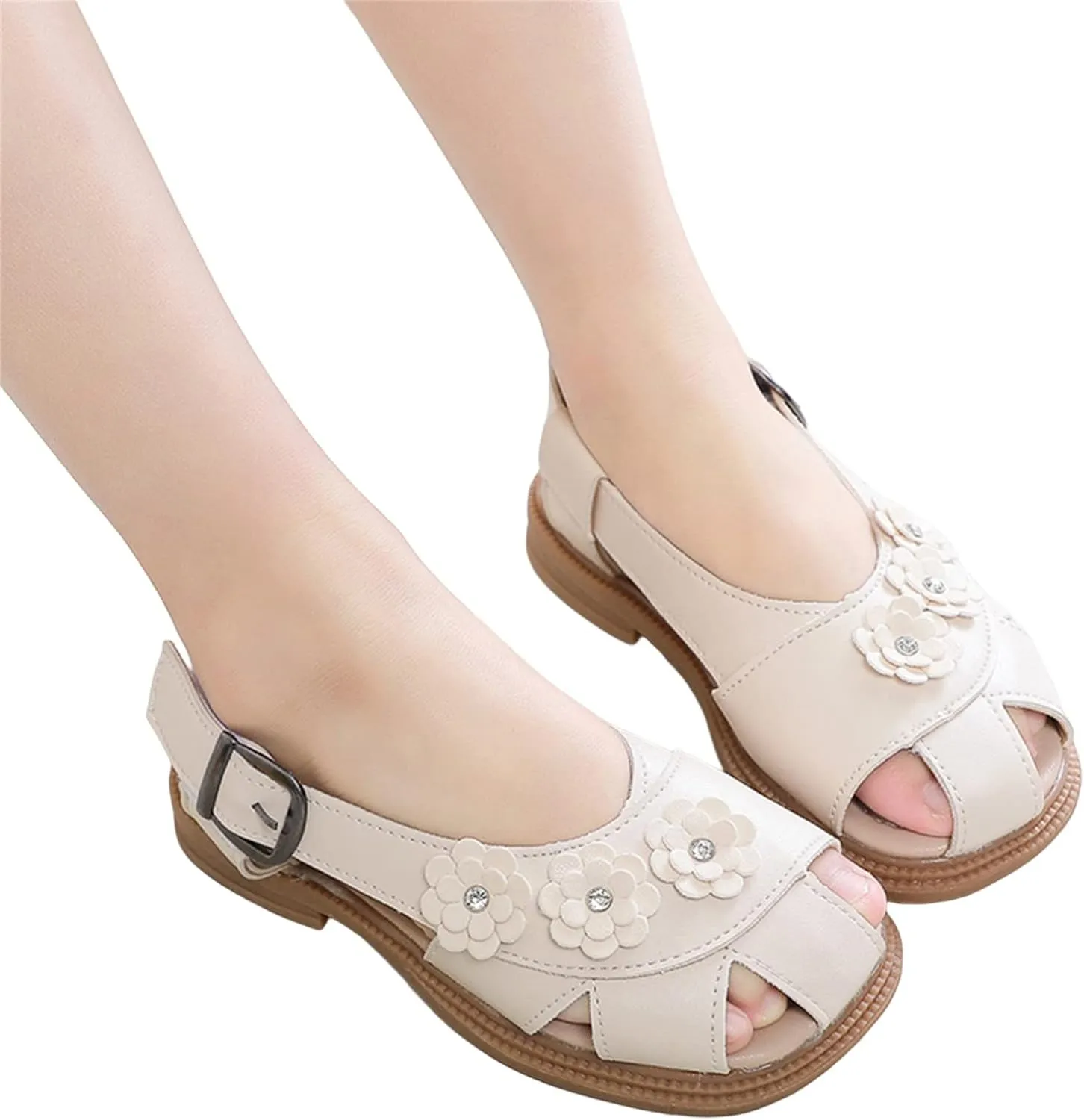 Girls Flower Hollow Beach Shoes 2025 Stylish Kids Lightweight Soft Sole Slip On Buckle Girls Slippers Toddler Shoes