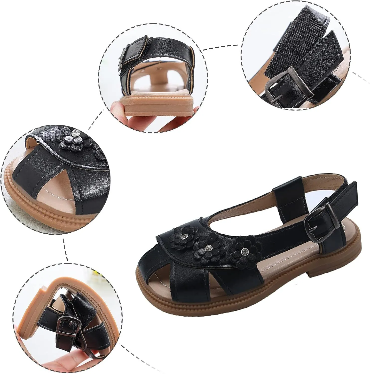 Girls Flower Hollow Beach Shoes 2025 Stylish Kids Lightweight Soft Sole Slip On Buckle Girls Slippers Toddler Shoes