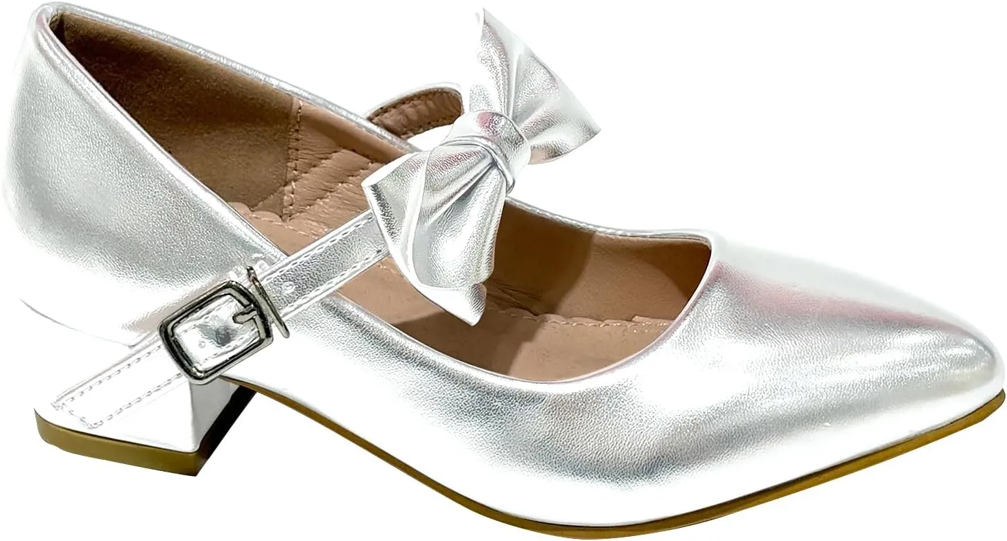 Girls Sparkly Dress Shoes Mary Jane Shoes Bow Wedding Princess Pumps TR323