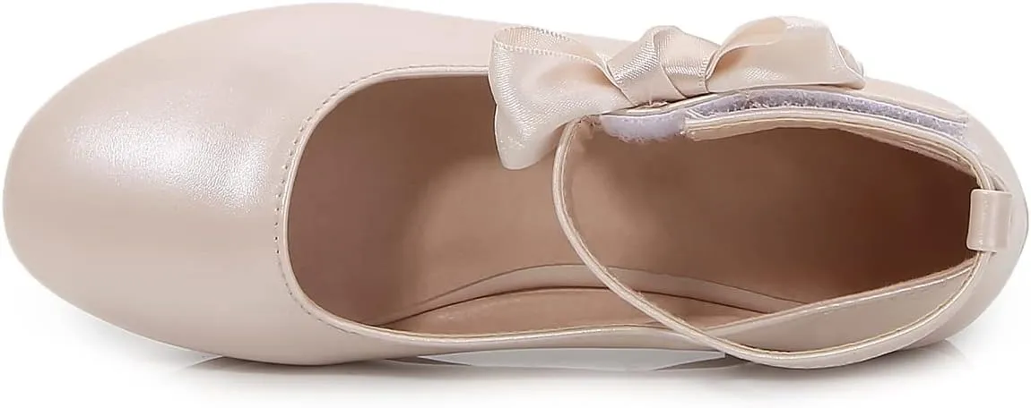 Girls/Toddlers Toddler Ballet Flats Mesh Bow Scallop Ankle Strap Dress Dress Dress Flats Cute Flower Girl Shoes