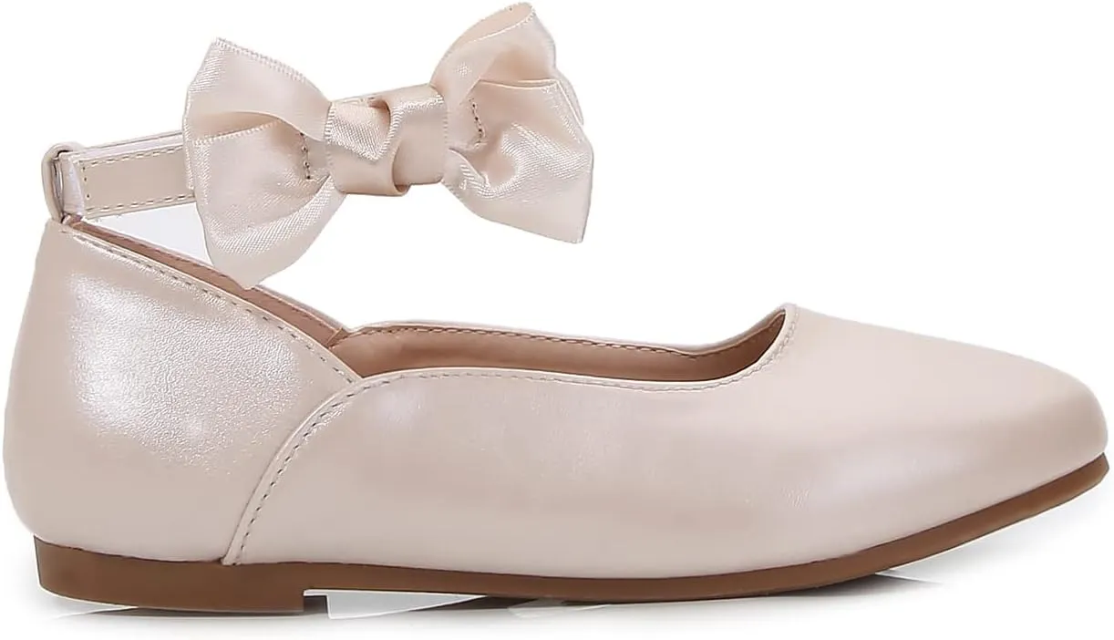 Girls/Toddlers Toddler Ballet Flats Mesh Bow Scallop Ankle Strap Dress Dress Dress Flats Cute Flower Girl Shoes