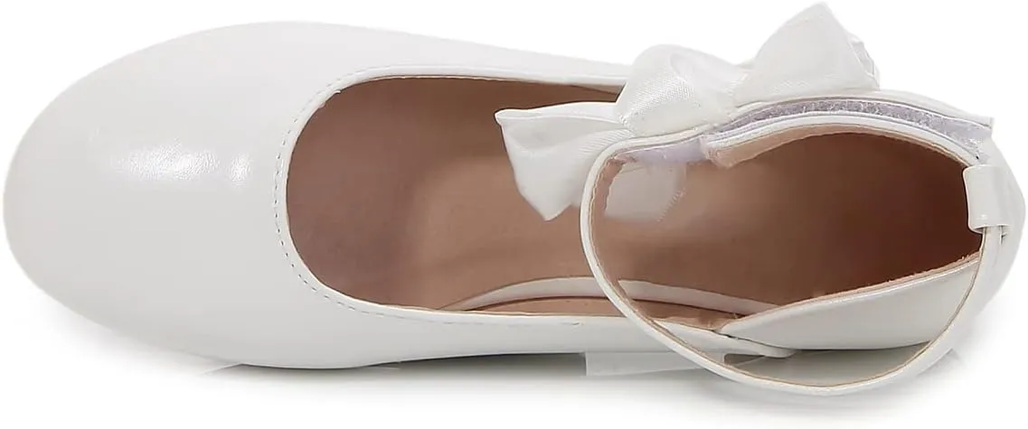 Girls/Toddlers Toddler Ballet Flats Mesh Bow Scallop Ankle Strap Dress Dress Dress Flats Cute Flower Girl Shoes