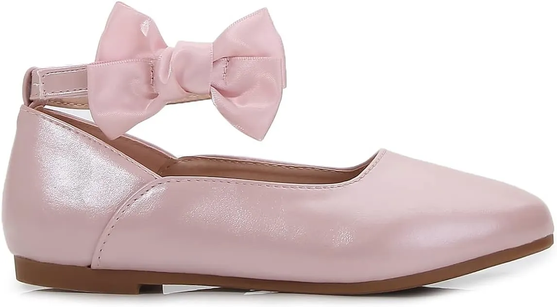 Girls/Toddlers Toddler Ballet Flats Mesh Bow Scallop Ankle Strap Dress Dress Dress Flats Cute Flower Girl Shoes