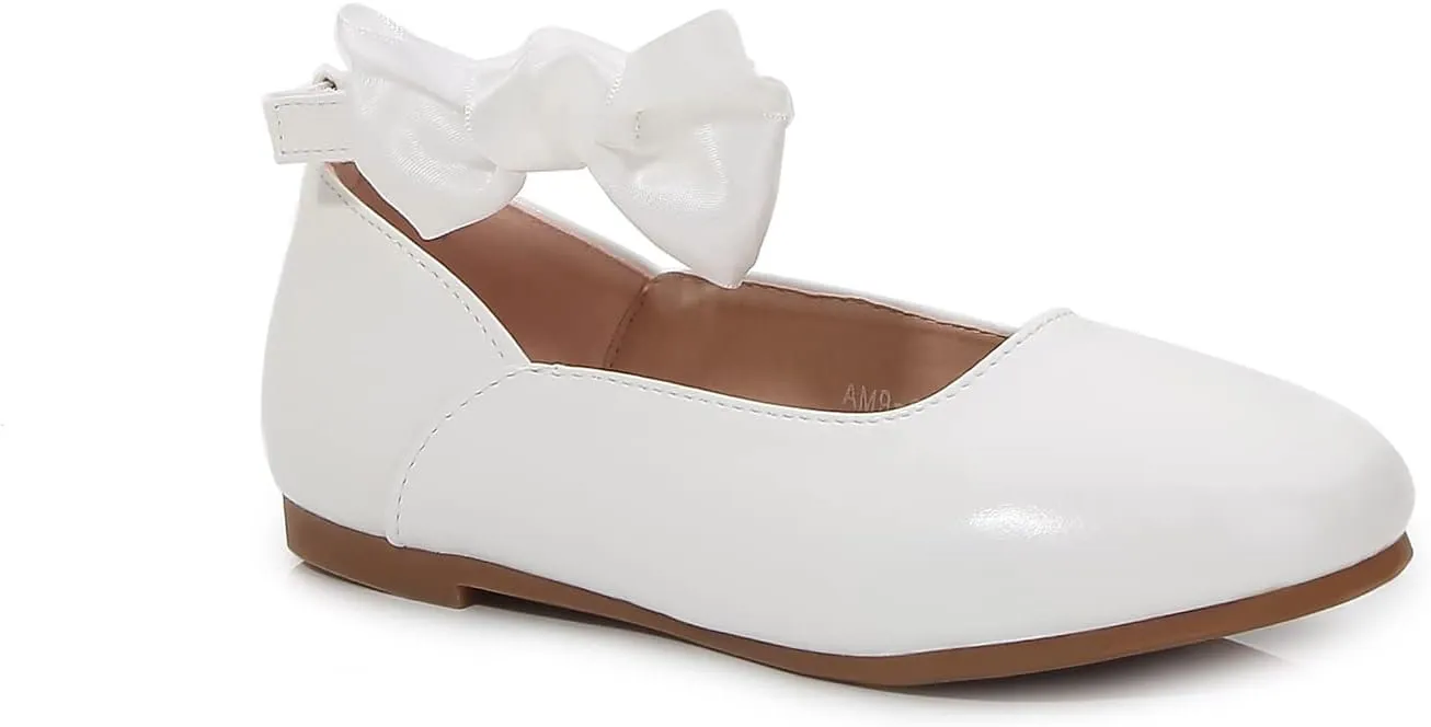 Girls/Toddlers Toddler Ballet Flats Mesh Bow Scallop Ankle Strap Dress Dress Dress Flats Cute Flower Girl Shoes