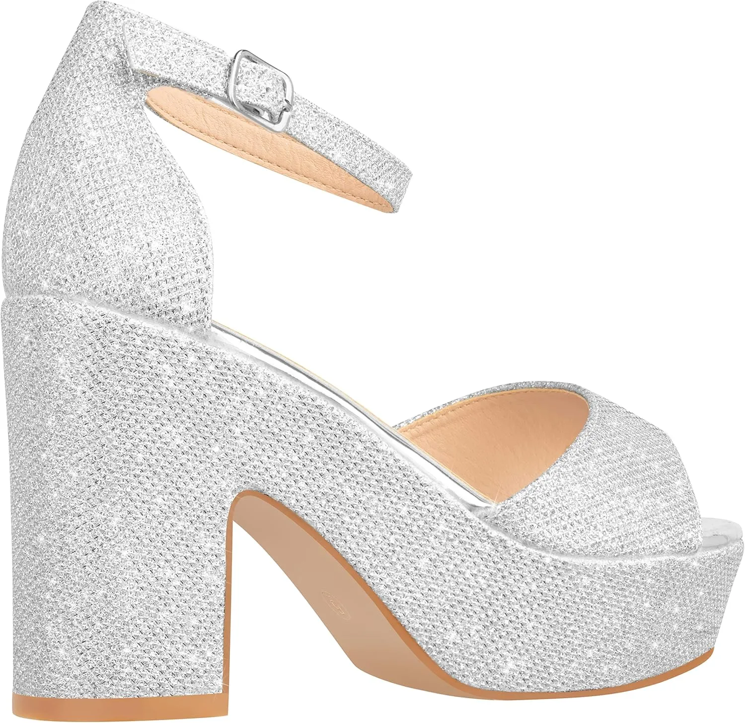 ILLUDE Women's Platform Heels Sandals Ankle Strap Block Chunky Heel Open Toe Platform Wedge Sandals  Cleo