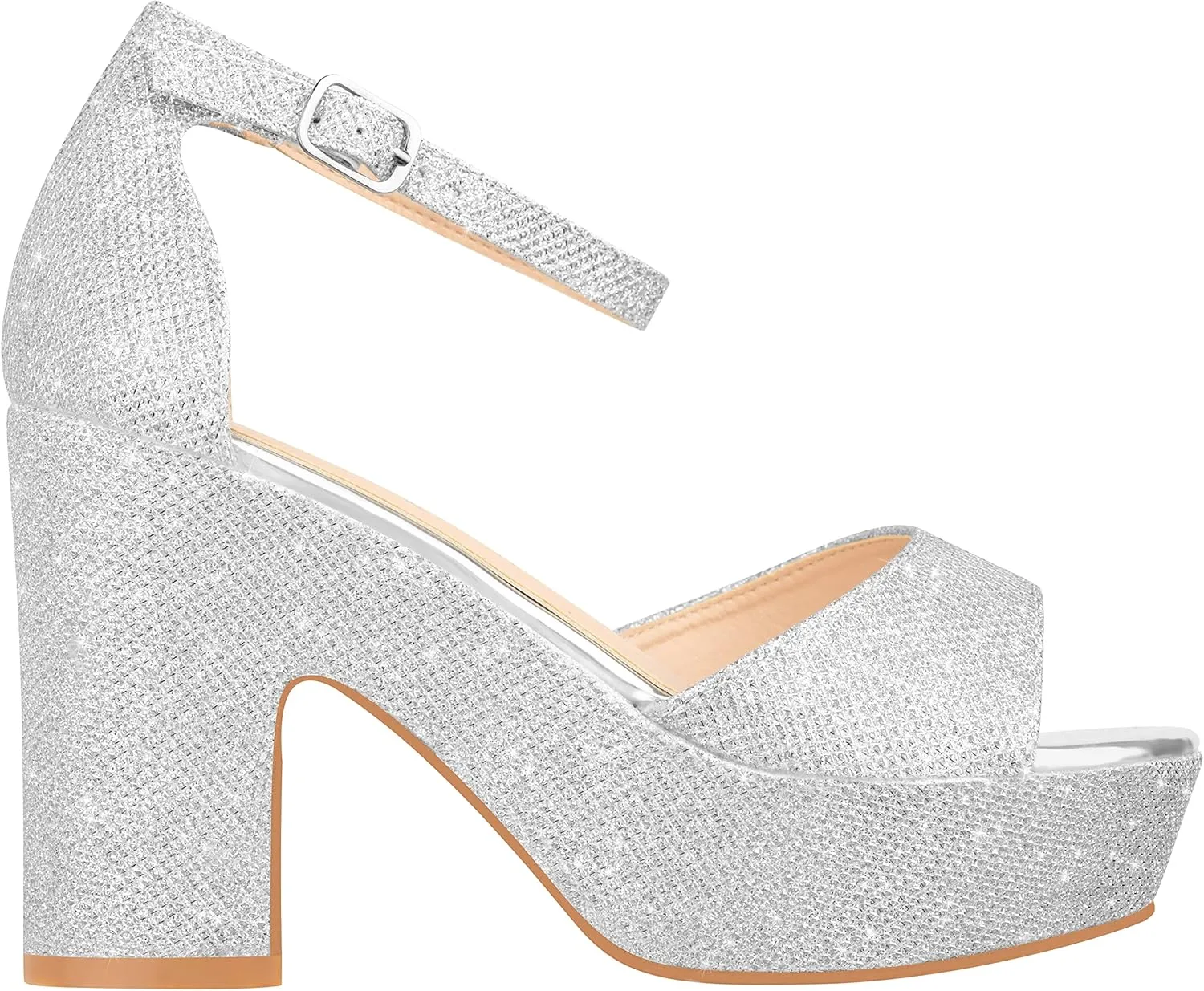 ILLUDE Women's Platform Heels Sandals Ankle Strap Block Chunky Heel Open Toe Platform Wedge Sandals  Cleo