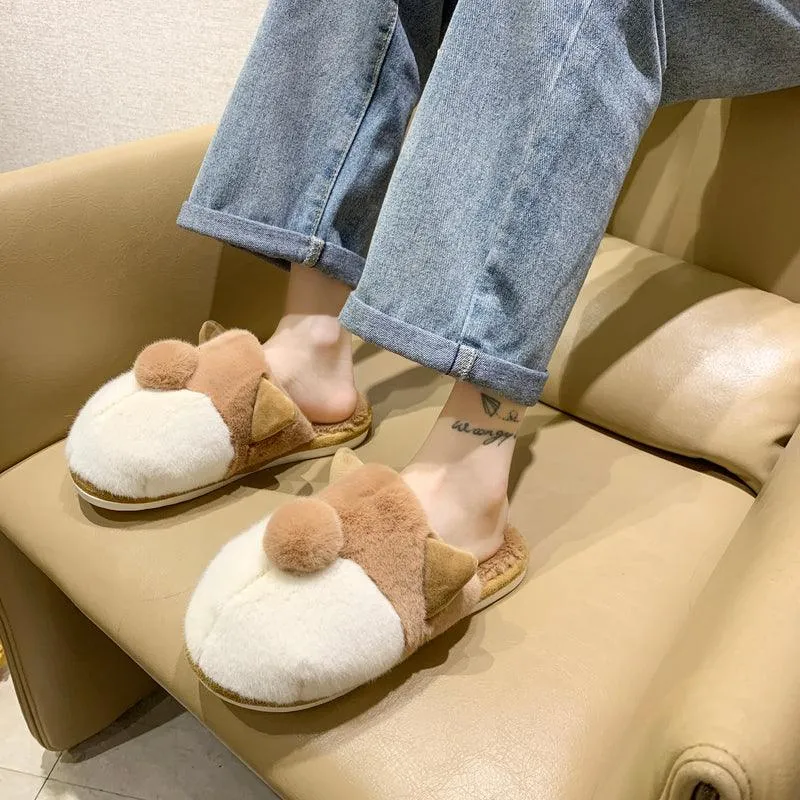 Indoor Warmth Cute Plush Japanese Plush Shoes Plus Velvet