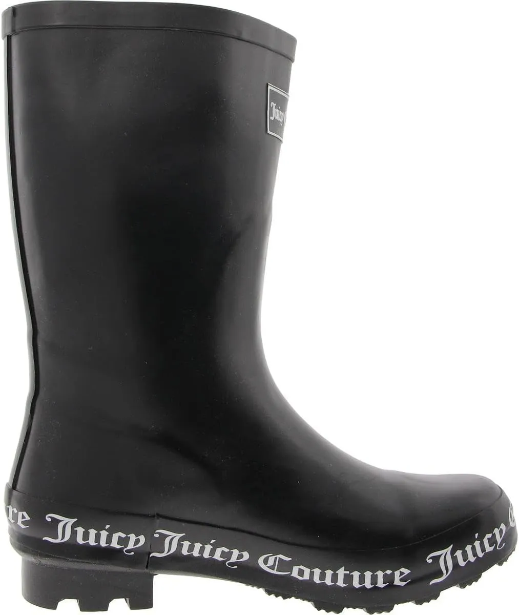 Juicy Couture Women's Stylish Waterproof Rain Boot - Durable Rubber Construction, Comfortable Slip-On Design for Wet Days