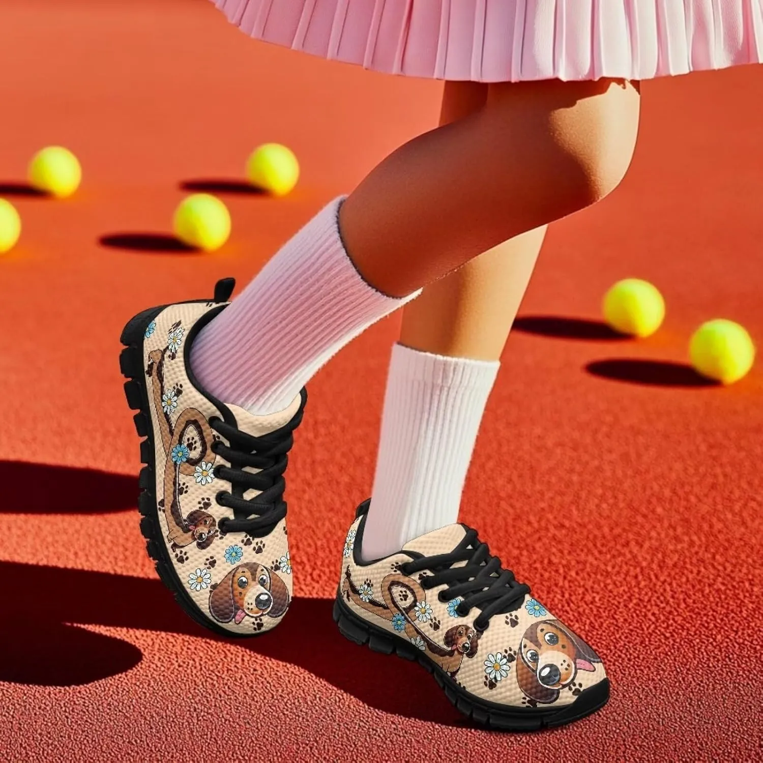 Kids Animals Sneaker Soft Lightweight Breathable Lace-Up Tennis Shoes for Litter Kids Anti-Slip School Athletic Outdoor Footwear Running Shoes for Big Kid US 11-5