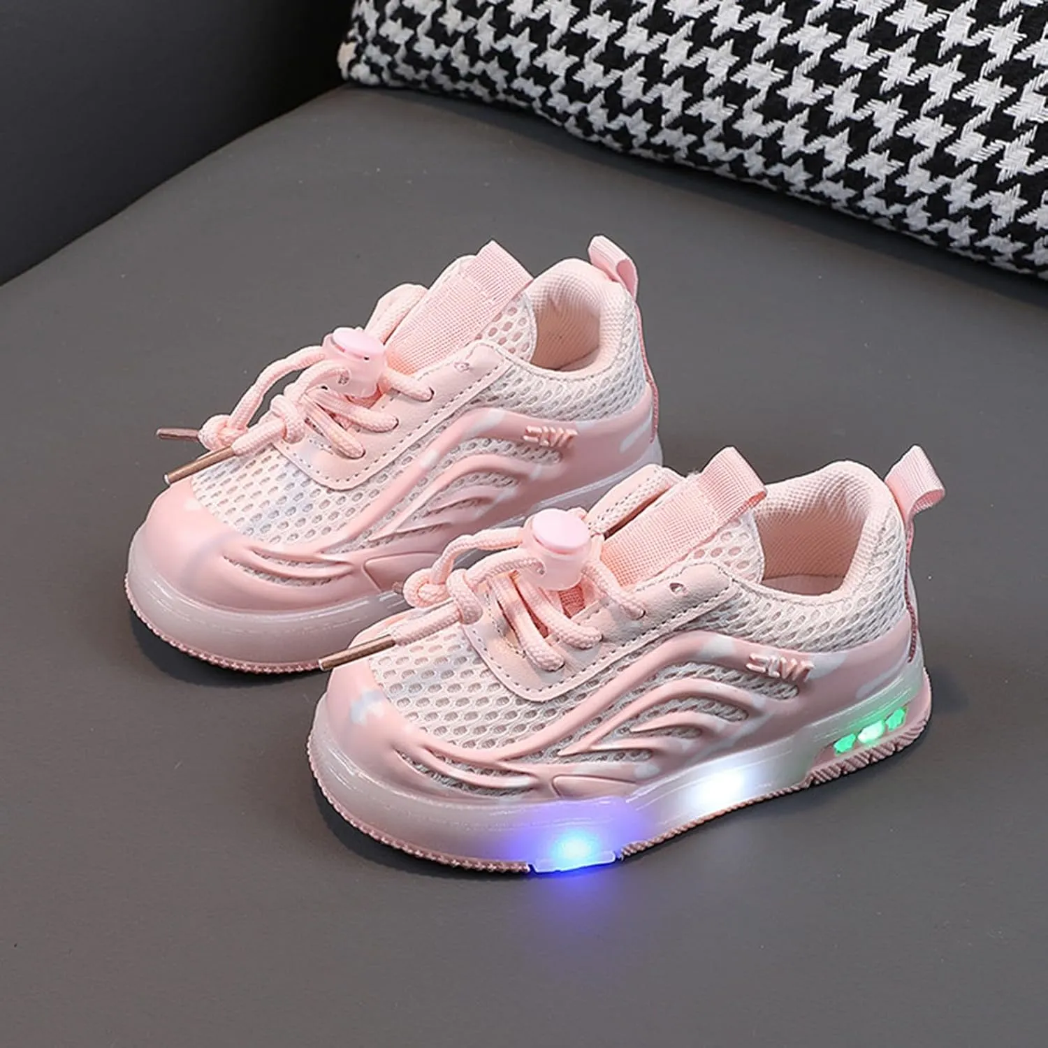 Kids Light Up Flashing Sneaker Athletic Running Shoes Lace-Up Slip-On Lights Toddler Tennis Shoes Boys Light Up