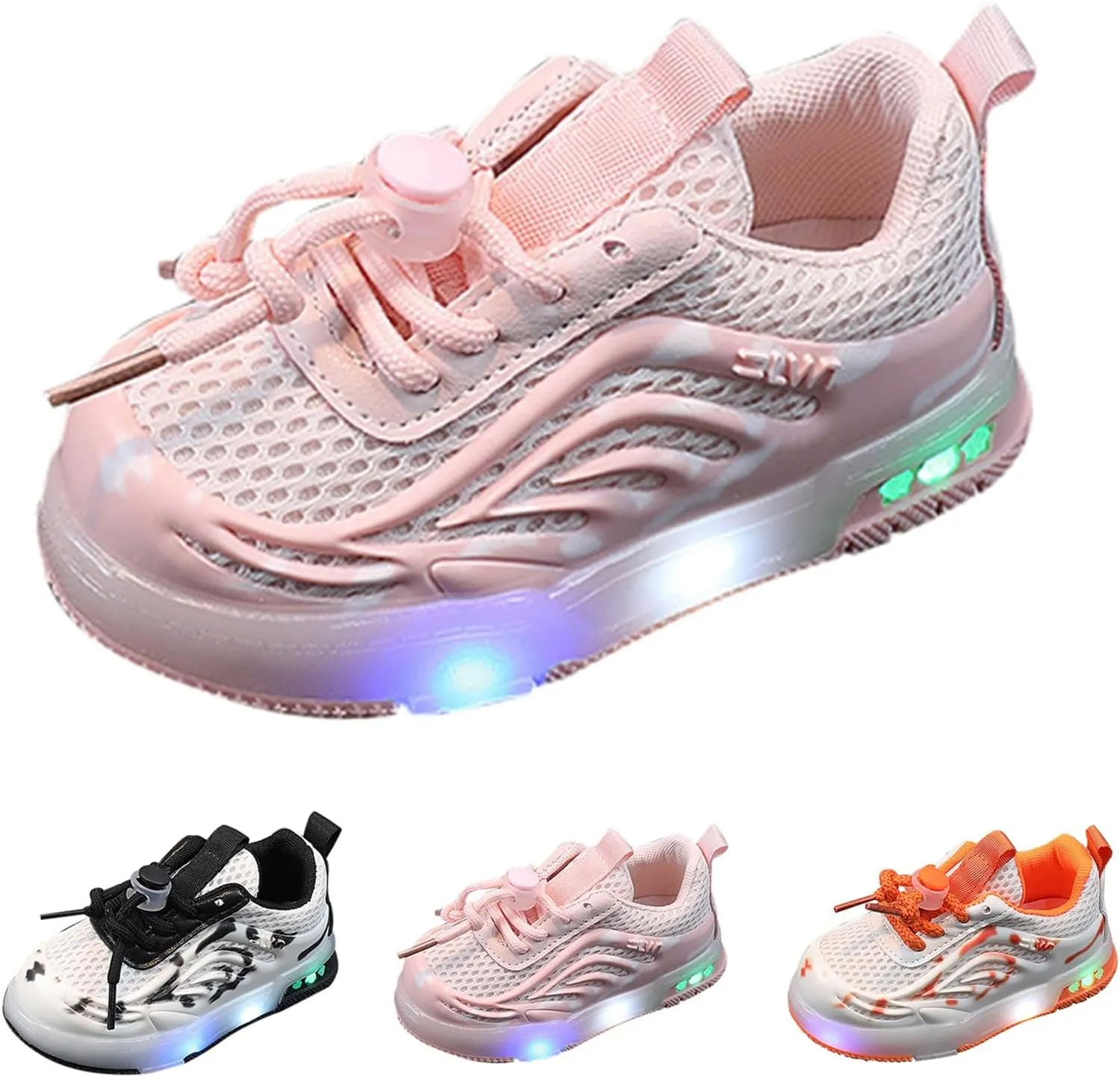 Kids Light Up Flashing Sneaker Athletic Running Shoes Lace-Up Slip-On Lights Toddler Tennis Shoes Boys Light Up