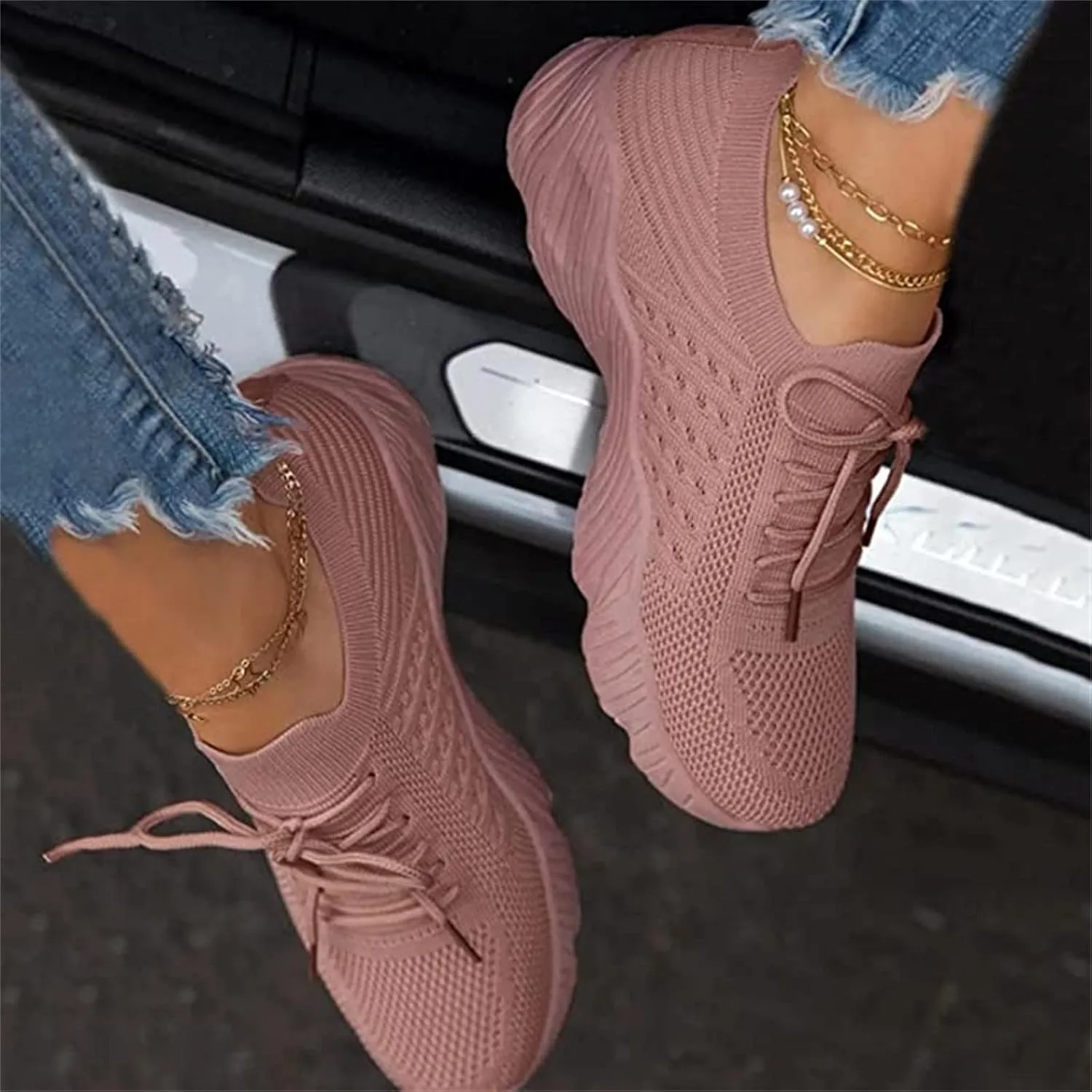 Ladmiple Tennis Shoes Womens Walking Running Lightweight Jogging Sneakers Non Slip Classic Casual Slip On Athletic Gym Shoes