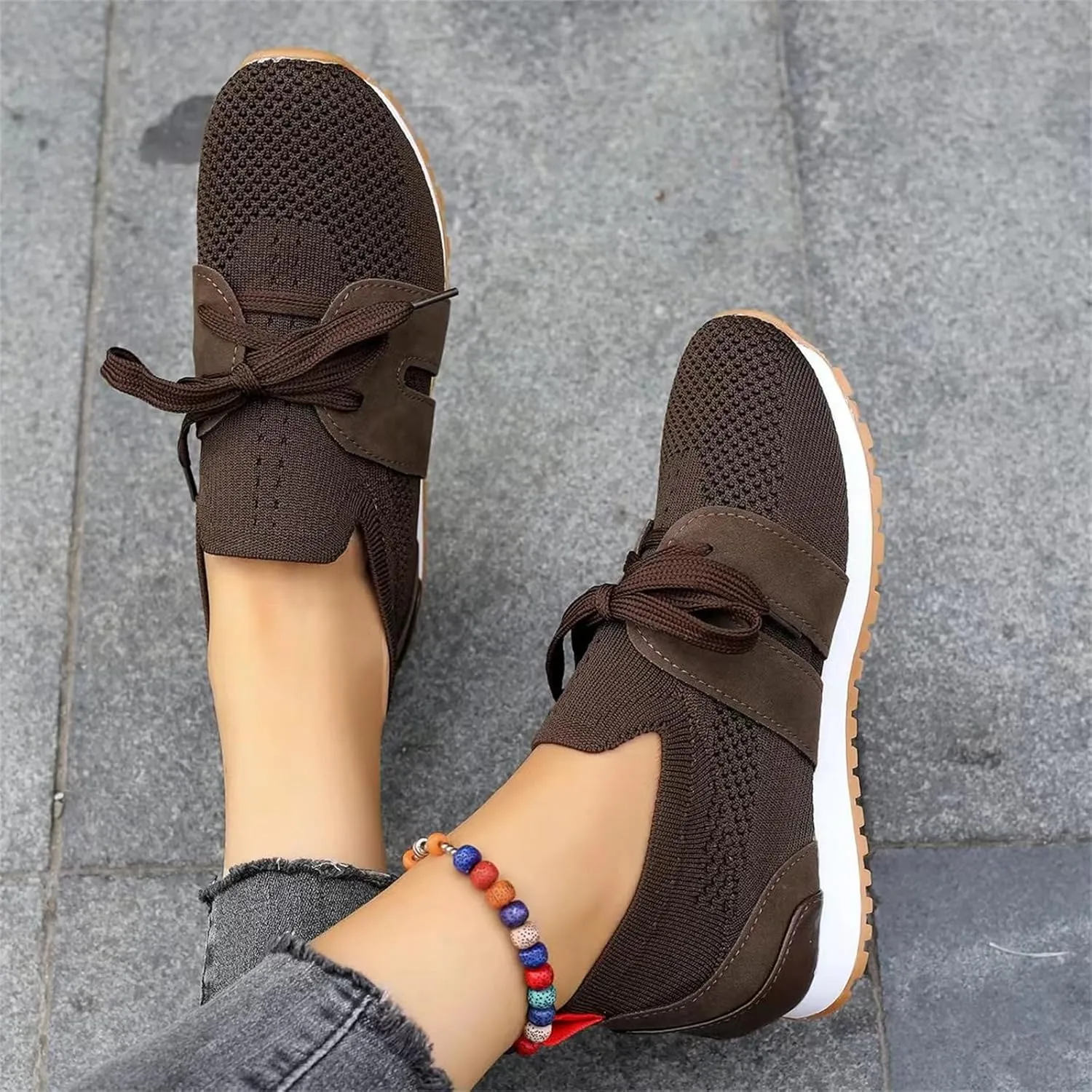 Lausiuoe Slip On Sneakers Women Arch Support Walking Shoes Comfort Light Weight Mesh Tennis Running Gym Fashion Sneakers 2025