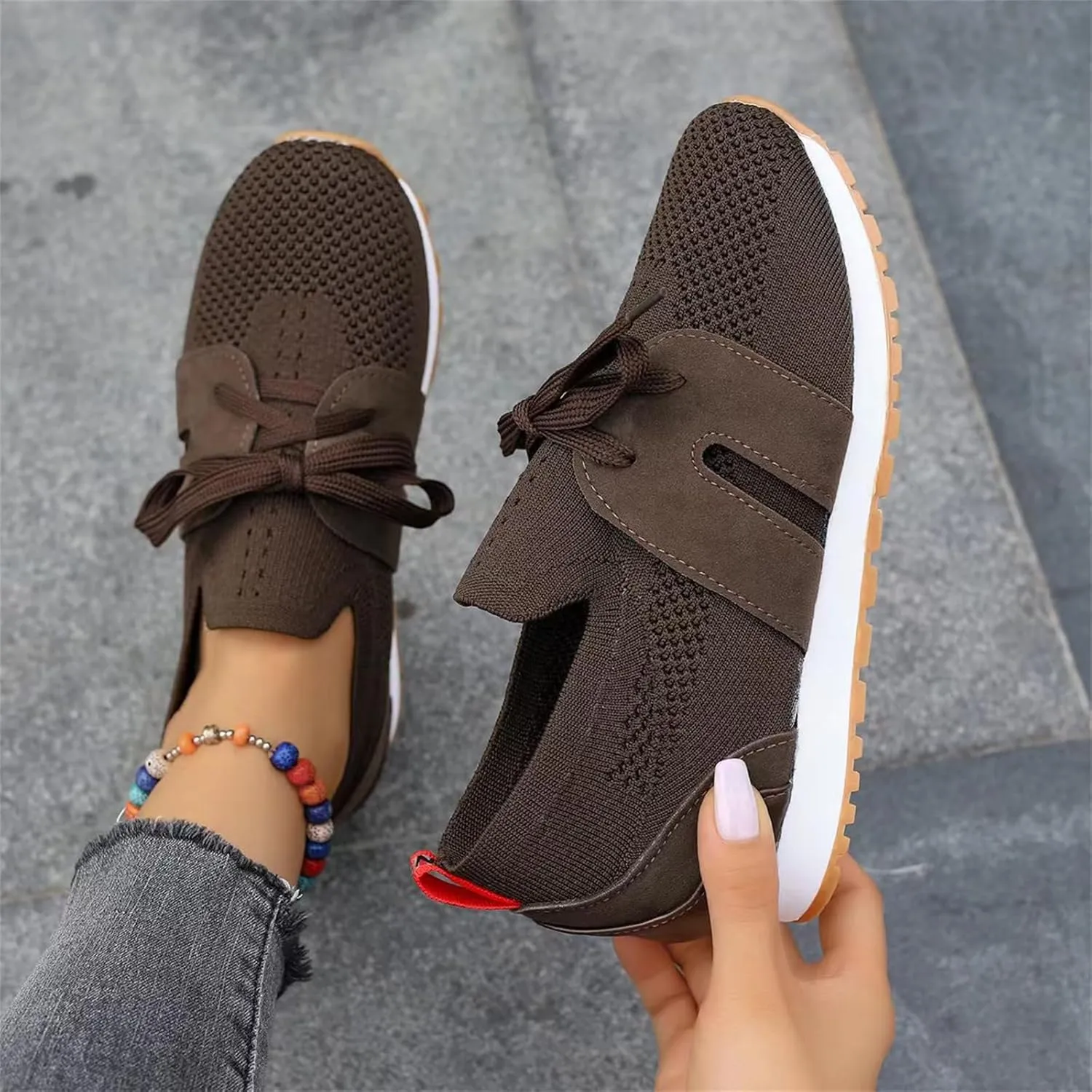 Lausiuoe Slip On Sneakers Women Arch Support Walking Shoes Comfort Light Weight Mesh Tennis Running Gym Fashion Sneakers 2025