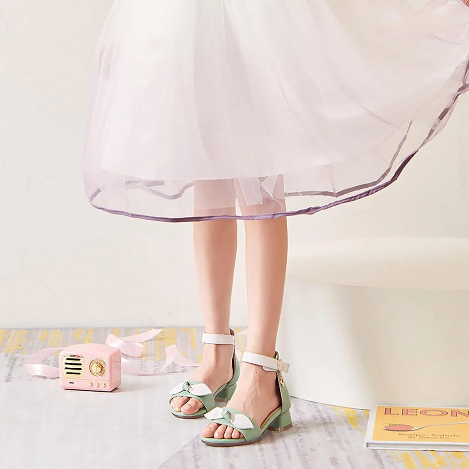 Little/big Kids Dress Shoes Pumps Low Heels Flower Open Toe Sandals Flower Wedding Water Sandals Toddler