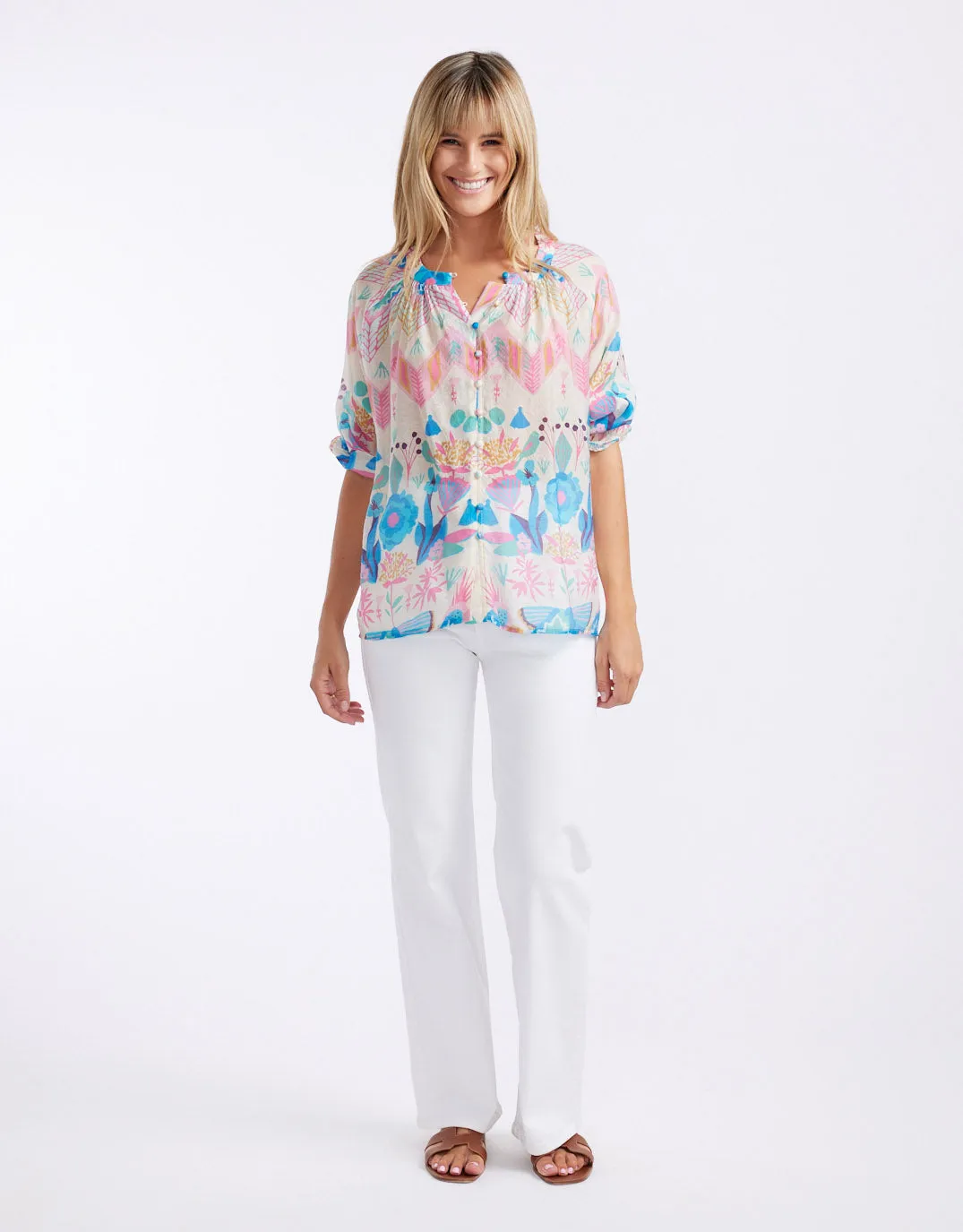 Malta Blouse - White Garden