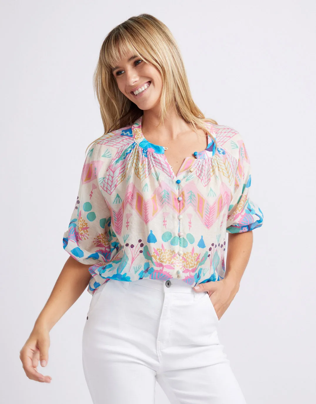 Malta Blouse - White Garden