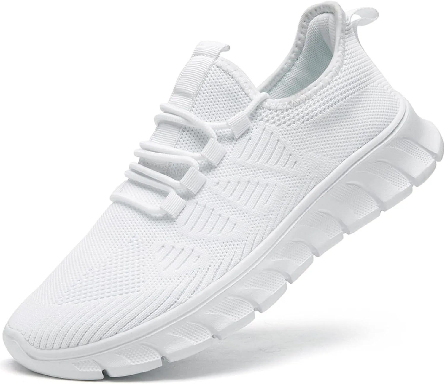 Men Tennis Shoes Running - Gym Sneakers Shoes Walking Workout Non Slip Walking Athletic Slip on Breathable Mesh Comfortable Lightweight Casual Sports White 6.5