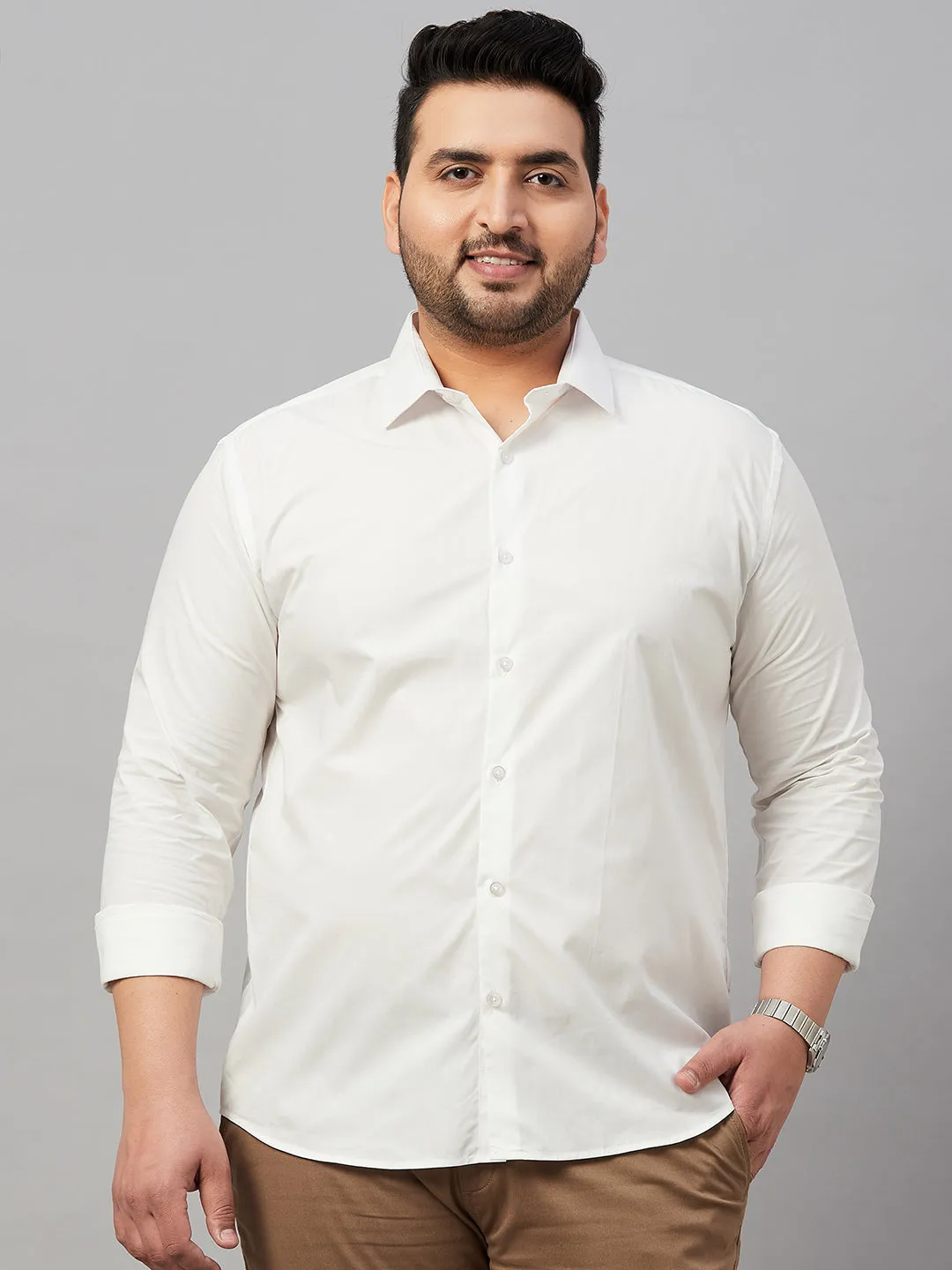 Men White Smart Formal Cotton Shirt