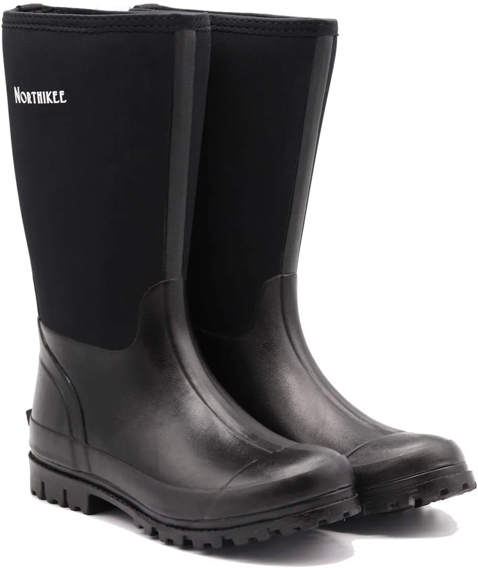 Men's Rain Boots Rubber Hunting Insulated Waterproof Slip Resistant Neoprene Black Outdoor Snow Durable Boots