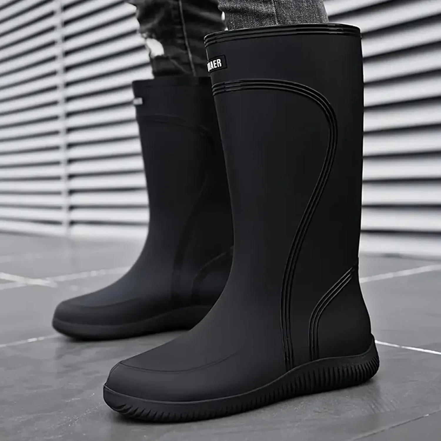 Men's Waterproof Knee Rain Boots Non Slip Strudy Rain Boots High-Performance Farming Shoes Durable Mud Working Shoes Comfortable Insole Garden Shoe Men Car Washing Shoe