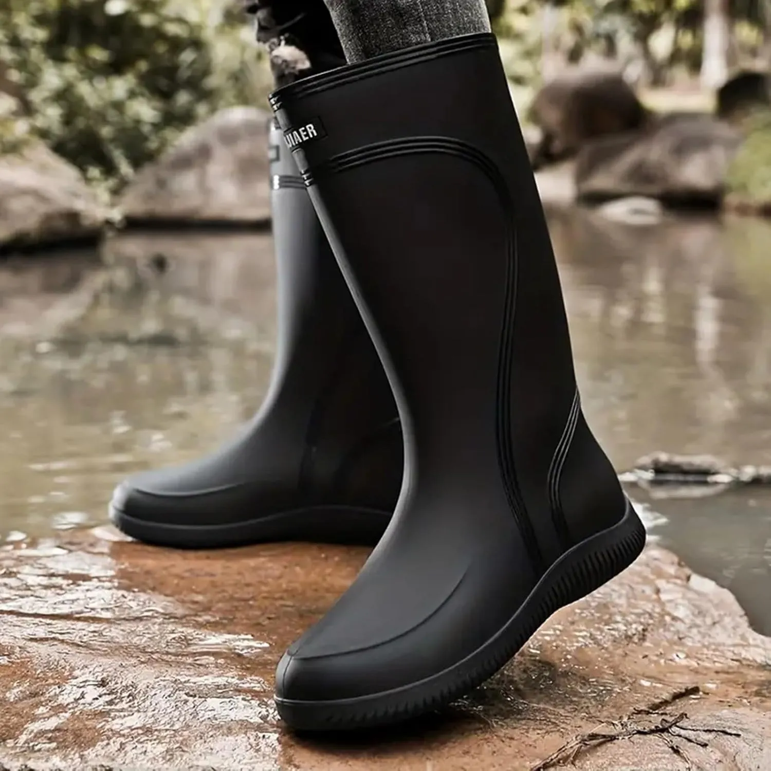 Men's Waterproof Knee Rain Boots Non Slip Strudy Rain Boots High-Performance Farming Shoes Durable Mud Working Shoes Comfortable Insole Garden Shoe Men Car Washing Shoe