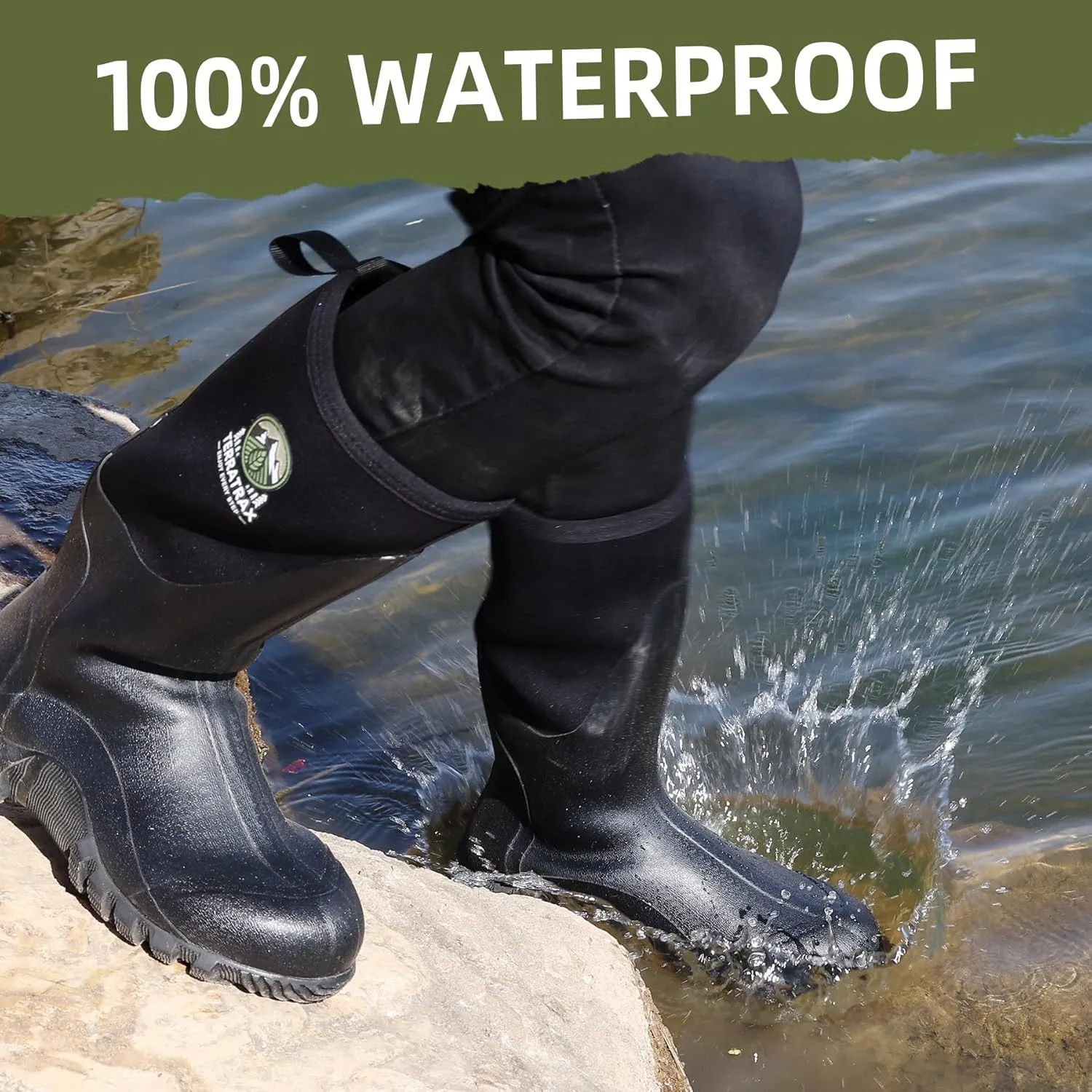 Men's Waterproof Rubber Muck Rain and Work Boot  Durable 6mm Neoprene Insulated, Ideal for Fishing Hunting & Farming