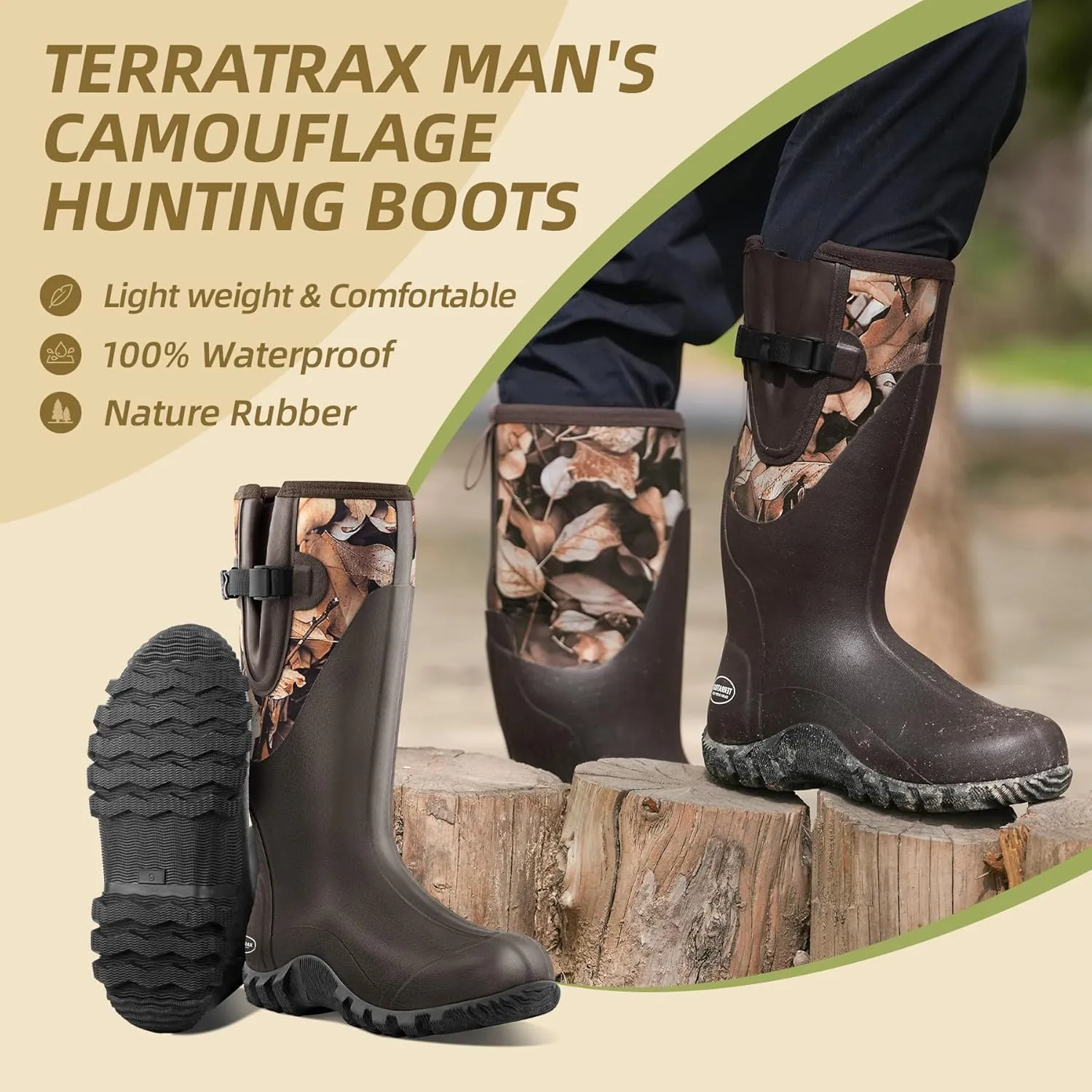 Men's Waterproof Rubber Muck Rain and Work Boot  Durable 6mm Neoprene Insulated, Ideal for Fishing Hunting & Farming