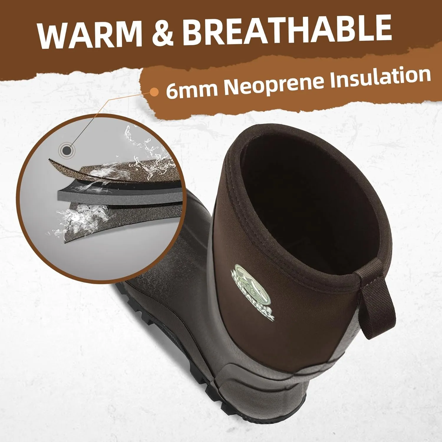 Men's Waterproof Rubber Muck Rain and Work Boot  Durable 6mm Neoprene Insulated, Ideal for Fishing Hunting & Farming