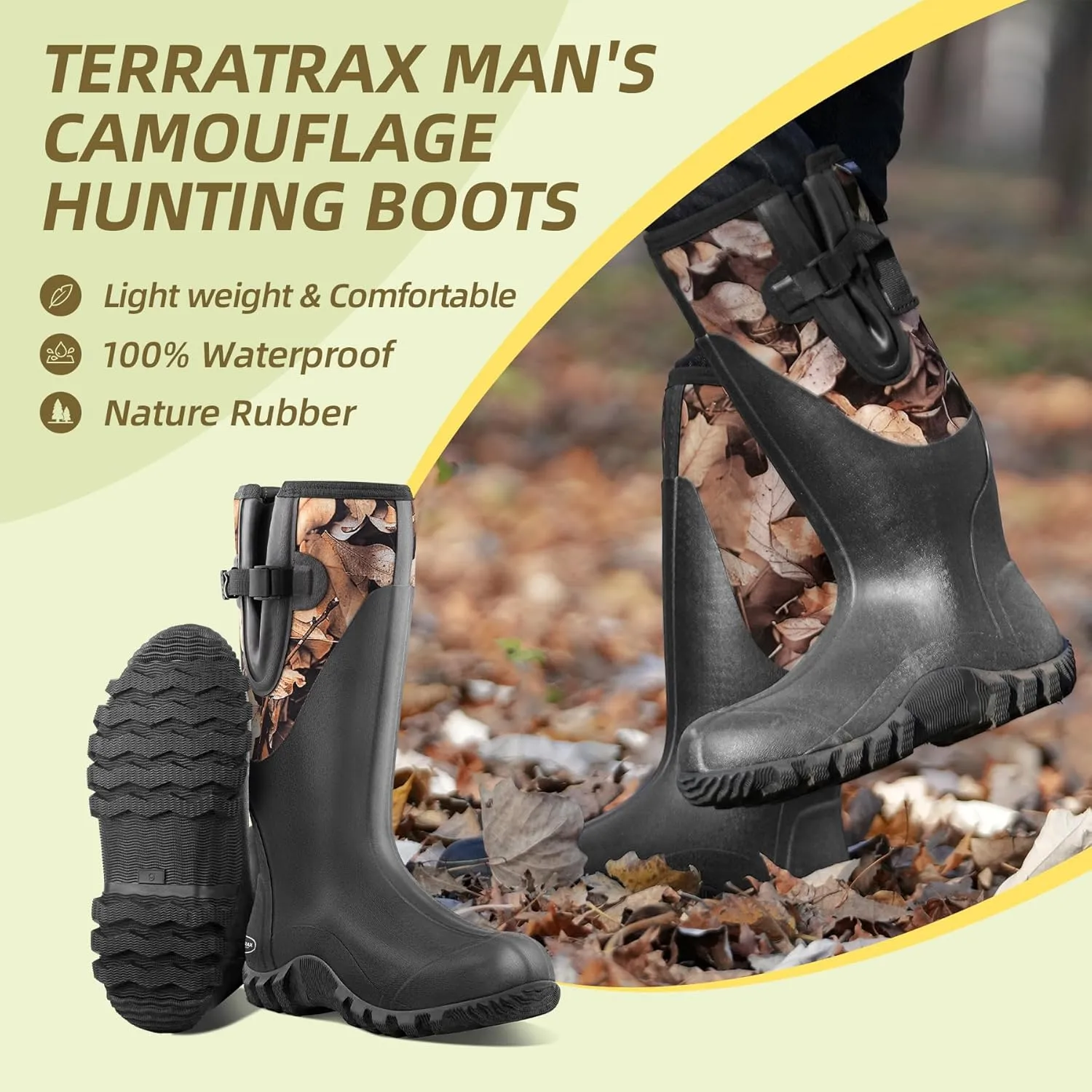 Men's Waterproof Rubber Muck Rain and Work Boot  Durable 6mm Neoprene Insulated, Ideal for Fishing Hunting & Farming
