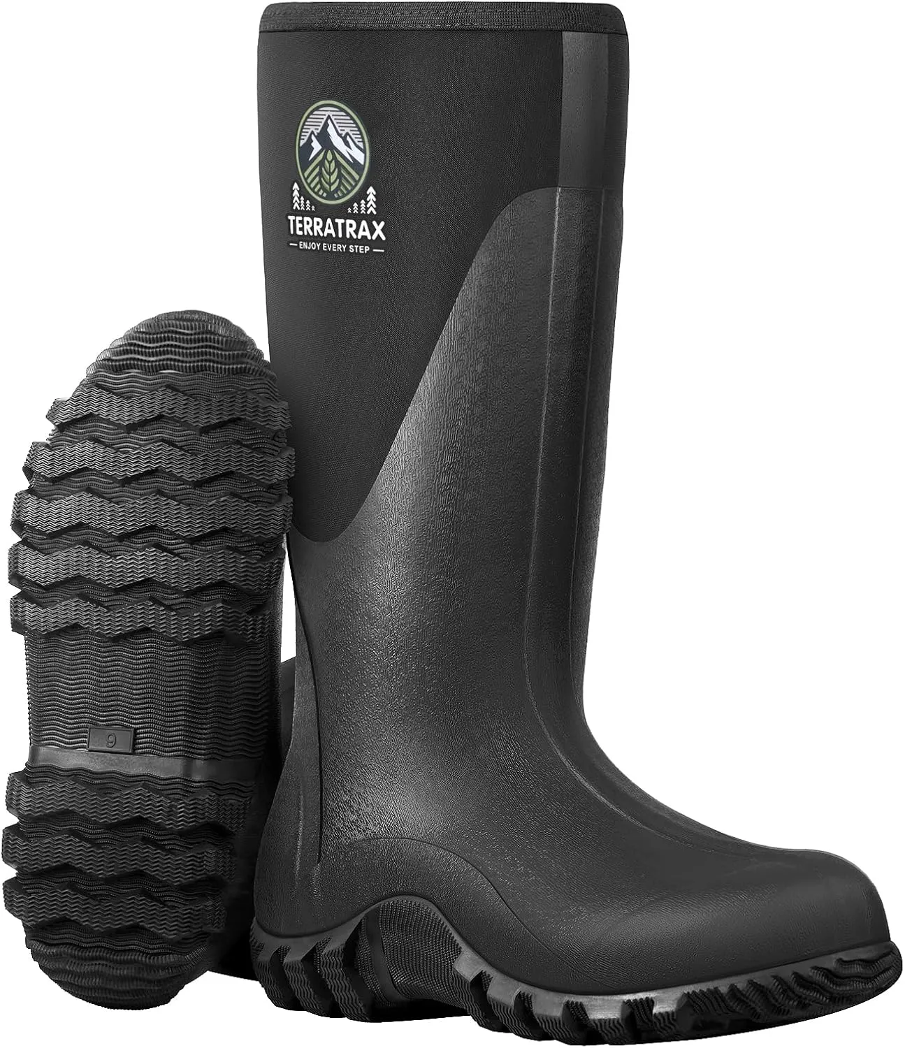 Men's Waterproof Rubber Muck Rain and Work Boot  Durable 6mm Neoprene Insulated, Ideal for Fishing Hunting & Farming