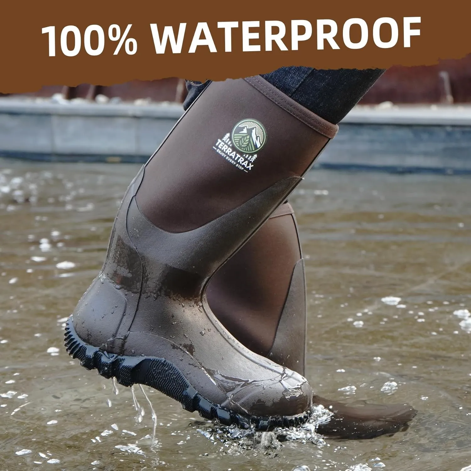 Men's Waterproof Rubber Muck Rain and Work Boot  Durable 6mm Neoprene Insulated, Ideal for Fishing Hunting & Farming