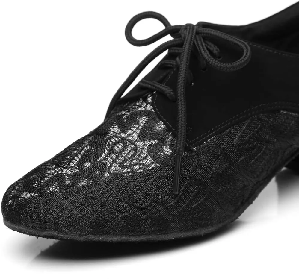 Minishion Women's Two-Tone 2" Low Heel Mesh Latin Salsa Dancing Pumps Evening Shoes