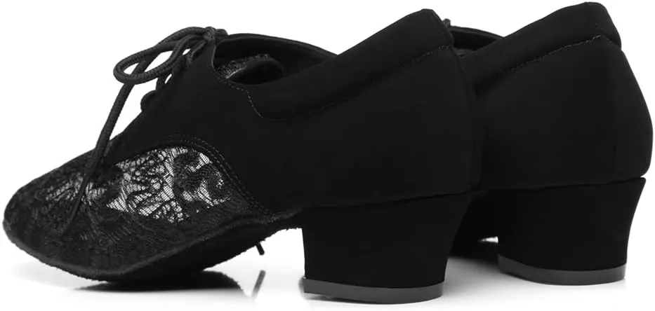 Minishion Women's Two-Tone 2" Low Heel Mesh Latin Salsa Dancing Pumps Evening Shoes