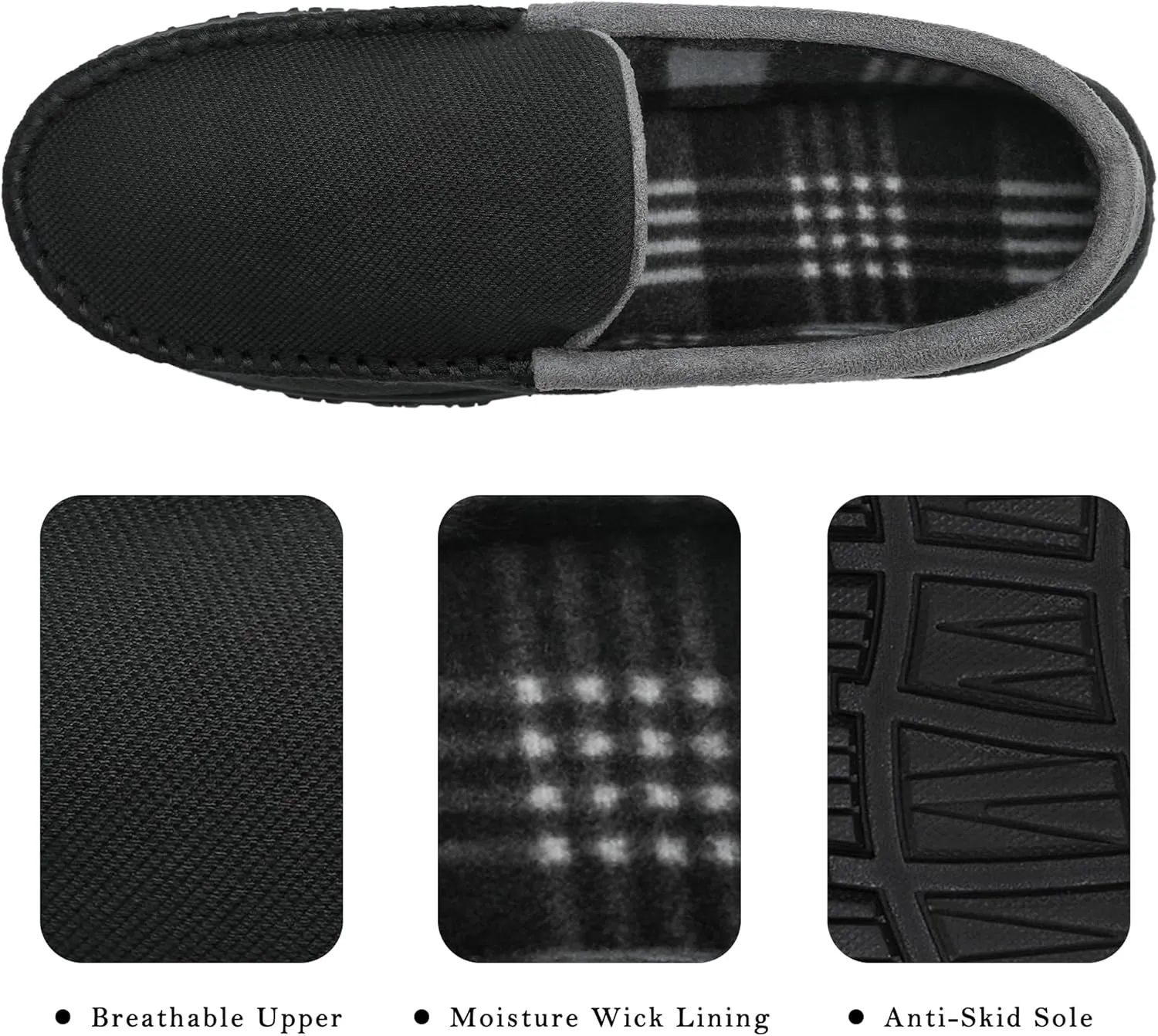 MIXIN Mens Slippers Moccasins Slippers for Men House Shoes with Warm and Cozy Memory Foam Hard Sole Men's Indoor Outdoor Slippers