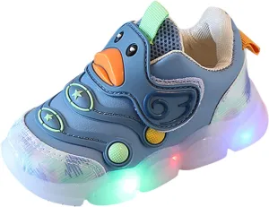Newborn Boys Girls Light Up Flash Light Casual Shoes Baby Toddler Infant Cute Duck Breathable Running Workout Sneakers