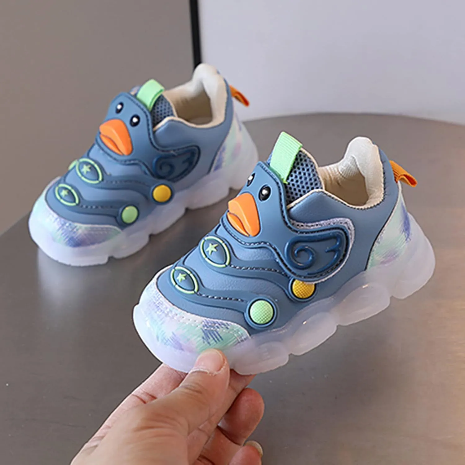 Newborn Boys Girls Light Up Flash Light Casual Shoes Baby Toddler Infant Cute Duck Breathable Running Workout Sneakers