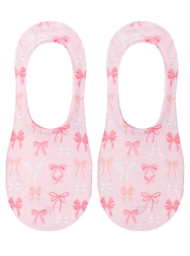 No-Show Liner Socks - Ribbon Bows - Pink