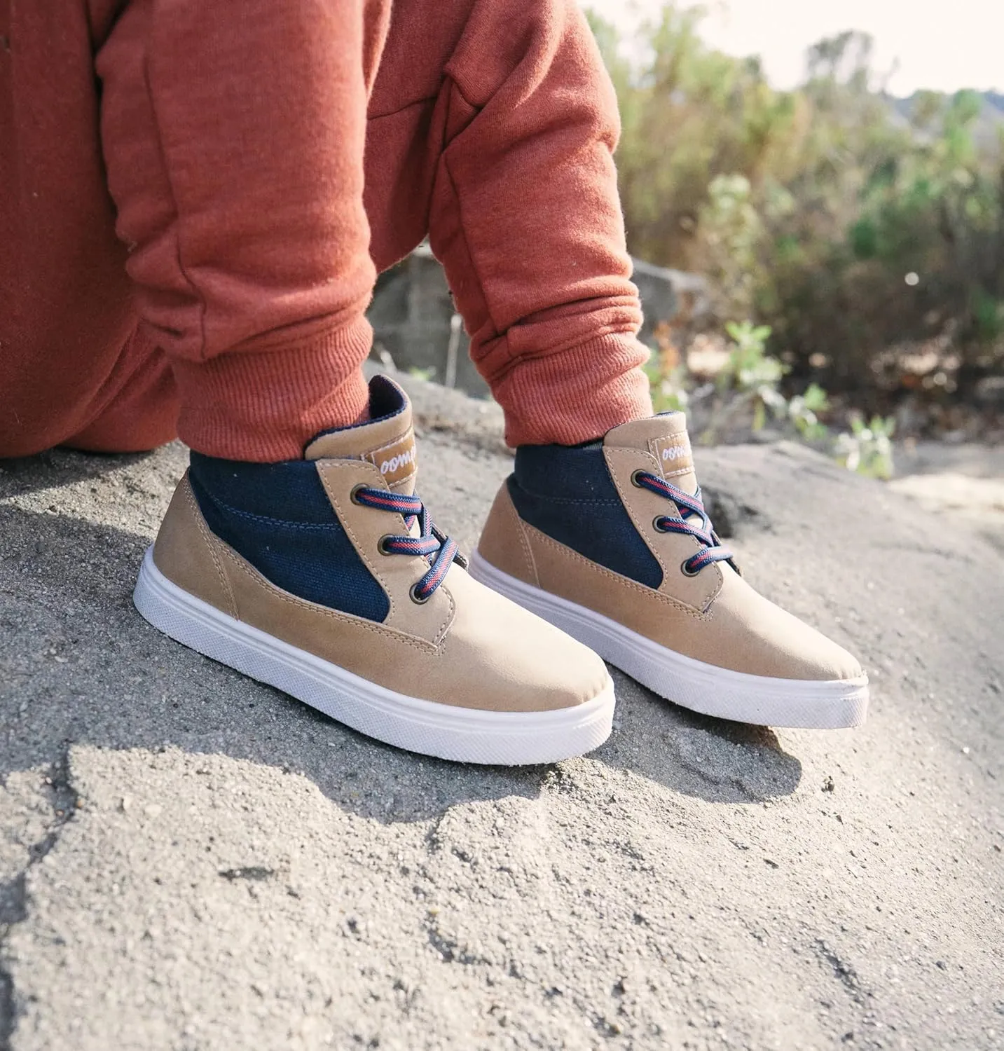 Oomphies Oliver Hi-Top Sneakers for Boys  Stylish Pull-On Boots with Elastic Laces, Cushioned Footbed & Durable Rubber Sole