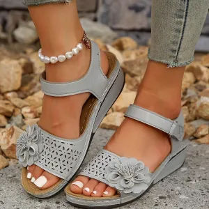 PGOJUNI Soft & Stylish Low Wedge Heels Sandals Shoes,Womens Wide Width Platform Comfort Ankle Elastic Bohemian Woven Sandals