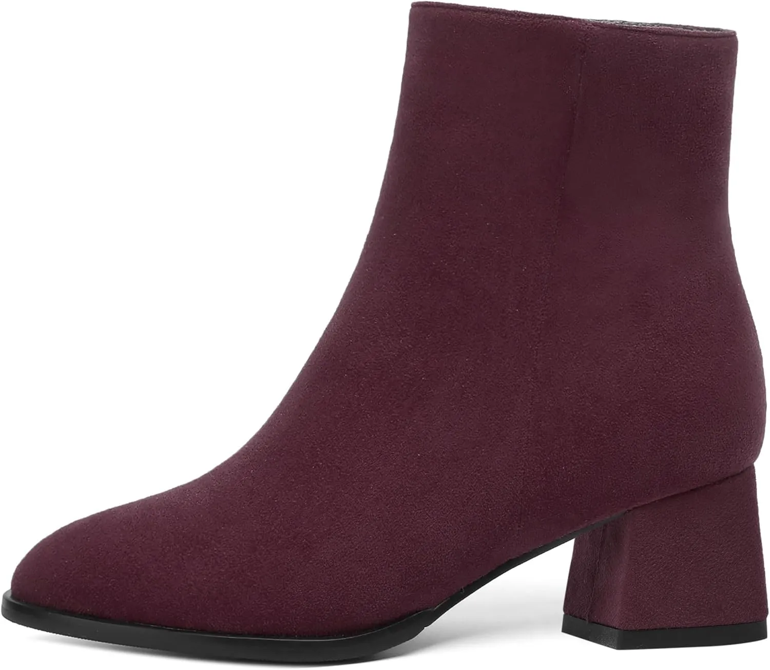 ROSERWISH Womens Wedding Dress Stylish Round Toe Suede Zip Chunky Low Heel Ankle High Boots 2 Inch