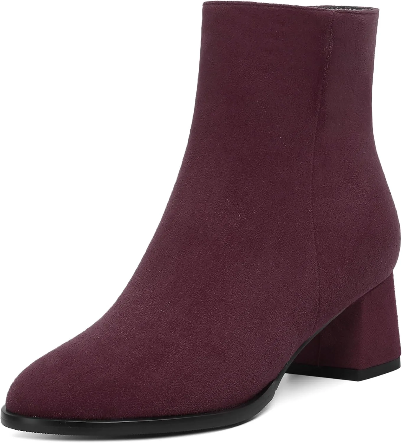 ROSERWISH Womens Wedding Dress Stylish Round Toe Suede Zip Chunky Low Heel Ankle High Boots 2 Inch