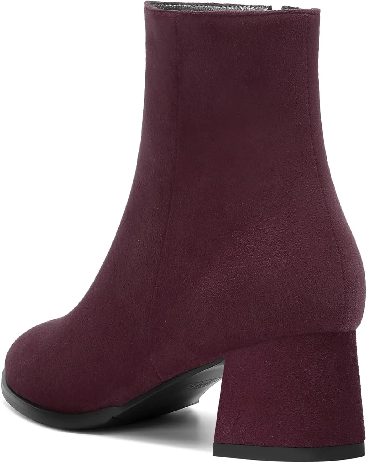 ROSERWISH Womens Wedding Dress Stylish Round Toe Suede Zip Chunky Low Heel Ankle High Boots 2 Inch