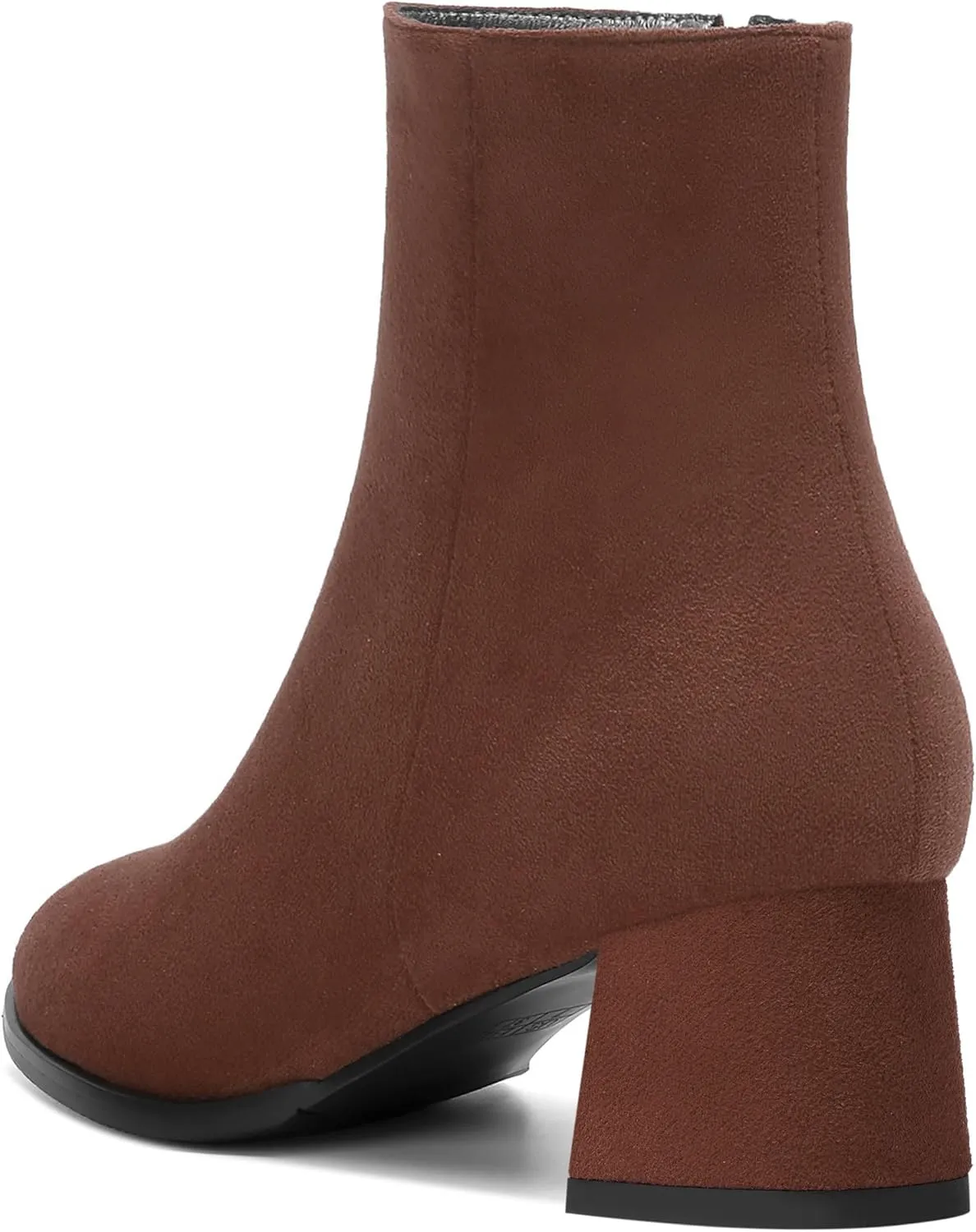 ROSERWISH Womens Wedding Dress Stylish Round Toe Suede Zip Chunky Low Heel Ankle High Boots 2 Inch