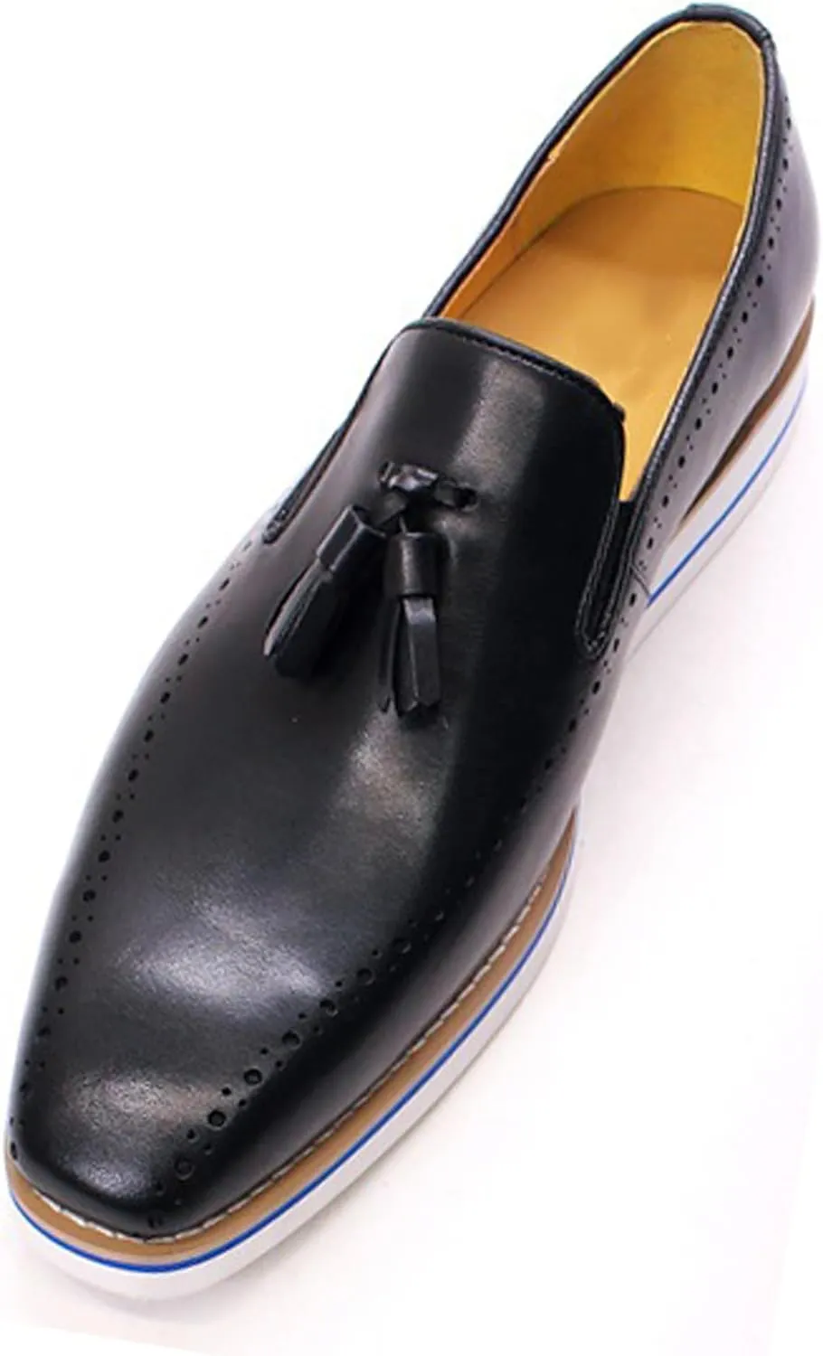 Santimon Mens Slip On Shoe Formal Dress Tassel Loafers Genunie Leather Plain Toe Penny Loafer Prom Wedding Business Casual Suit Shoes Comfortable Fashion Tuxedo Shoes for Men
